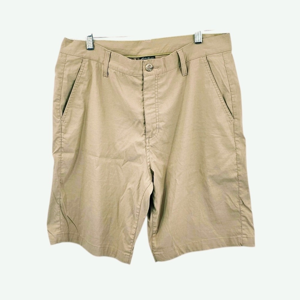 Eddie Bauer Golf Shorts Mens 33 Khaki Flat Stretch Chino Performance Fish Hiking